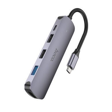 USB-хаб HOCO HB27 Type-C multi-function converter(HDTV+USB3.0+USB2.0*2+PD) Metal Gray (6931474769329) [805380]