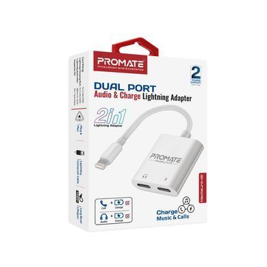 Адаптер Promate MediaLink-i2і Lightning - 2хLightning (M/F) White (medialink-i2i) [604290]