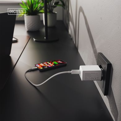 Зарядний пристрій DIGITUS GaN 1хUSB-C, 1хUSB-A, 30W (DA-10301) [113496]