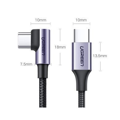 Кабель USB 2.0 Type-C M-M, 3 м, 90&deg;, 60W Чорний, US255 UGREEN (80714) [402396]