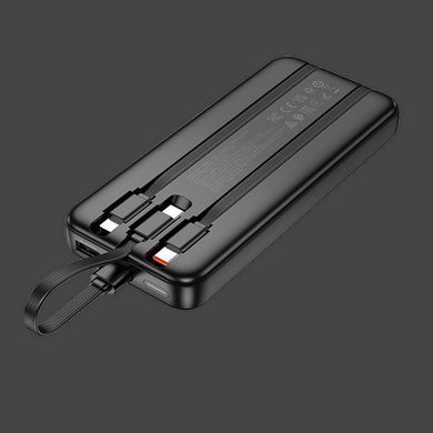 Зовнішній акумулятор HOCO J132 Sabio fully compatible power bank with 3 cables (10000mAh) Black (6942007632577) [806633]