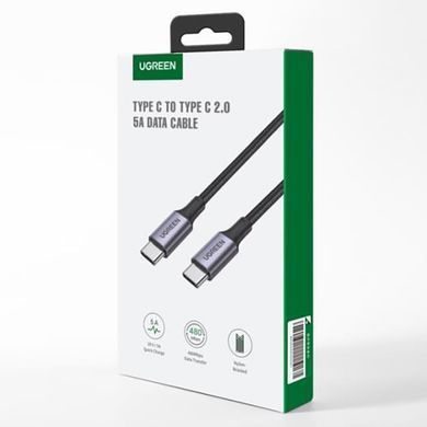 Кабель UGREEN US316 USB-C to USB-C 2.0 Cable 100W Alu Case with Braid 1.5m (Space Gray) (UGR-70428) [803337]