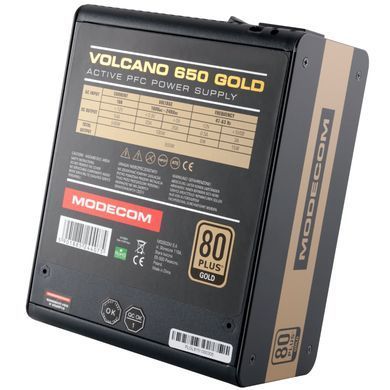 БЖ 650W Modecom VOLCANO 650 GOLD, 120mm, MODULAR, 80+ Gold, Retail Box (ZAS-MC90-SM-650-ATX-VOLCA) [402892]