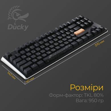 Клавіатура Ducky One 3 TKL Cherry MX Blue RGB UA USB Black (DKON2187ST-CUAPXCLAWSC1) [614118]