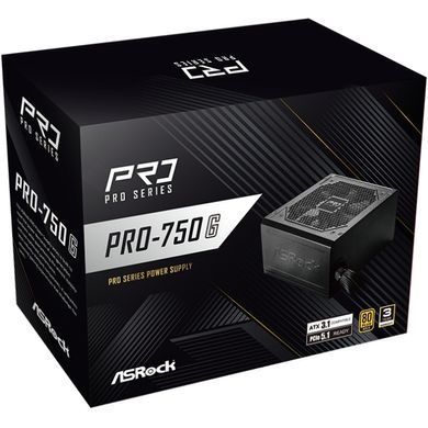 БЖ 750W ASRock PRO 120mm, 80+ Gold, Retail (PRO-750G) [404612]