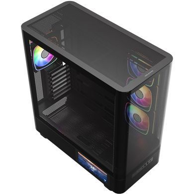 Корпус Modecom VOLCANO AQ400 ARGB MIDI SIDE LCD 6,2&rdquo;, 4x120mm fans BLACK без БЖ ATX (MC-A-AQ400-4FA-B) [405390]