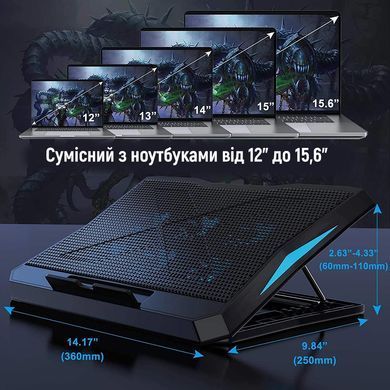 Охолоджуюча пiдставка для ноутбука ColorWay Cooling Laptop Q3, 10-17&rdquo; (CW-CLQ3) [619338]