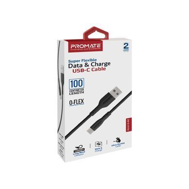 Кабель Promate xCord-AC USB - USB Type-C (M/M), 1 м, Black (xcord-ac.black) [604058]
