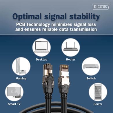Патч-корд DIGITUS CAT 8.1 S-FTP, 0.5м, AWG 24/7, LSZH, чорний (DK-1843-005) [114132]