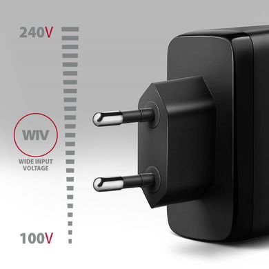 Мережевий зарядний пристрій AXAGON, 3x port (USB + dual USB-C), PD3.0/QC4+/PPS/Apple, 100W, Чорний (ACU-DPQ100) [502988]