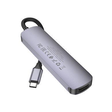 USB-хаб HOCO HB27 Type-C multi-function converter(HDTV+USB3.0+USB2.0*2+PD) Metal Gray (6931474769329) [805380]