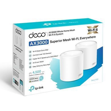 Система WiFi-Mesh TP-LINK Deco X50 AX3000, 3xGE LANWAN, 2мод (DECO-X50-2-PACK) [104435]