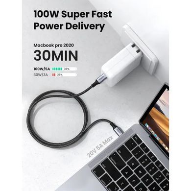 Кабель UGREEN US316 USB-C to USB-C 2.0 Cable 100W Alu Case with Braid 1.5m (Space Gray) (UGR-70428) [803337]