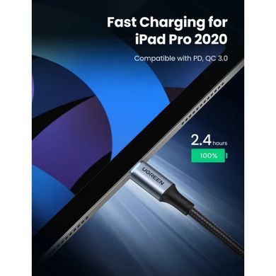 Кабель UGREEN US316 USB-C to USB-C 2.0 Cable 100W Alu Case with Braid 1.5m (Space Gray) (UGR-70428) [803337]