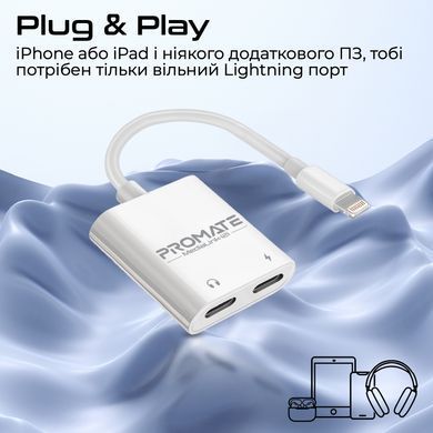 Адаптер Promate MediaLink-i2і Lightning - 2хLightning (M/F) White (medialink-i2i) [604290]
