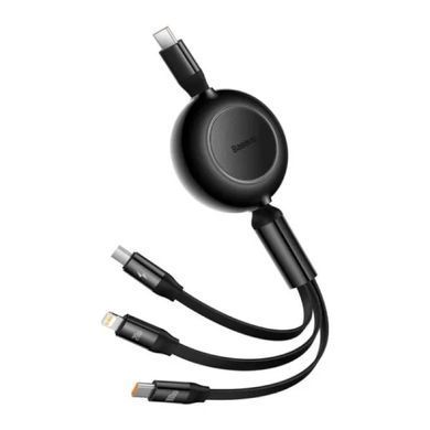 Кабель Baseus Bright Mirror 2 Series Retractable 3-in-1 Fast Charging Data Cable Type-C to M+L+C 100W 1.1m Black (CAMJ010201) [802605]