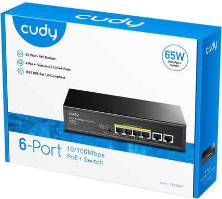 Комутатор Cudy, 6 портовий 10/100M PoE+Switch 60W (FS1006P) [401584]