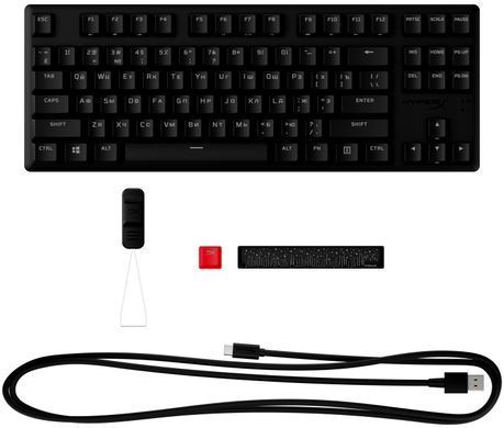 Клавіатура механічна HyperX Alloy Origins Core PBT 87key, AqUK, USB-A, EN/UA, RGB, чорний (639N9AA) [103557]