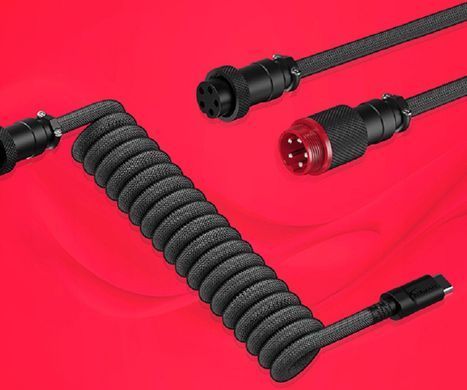 Кабель заряджання/синхронізації HyperX USB-A > USB-C, спіральний, 1.37м, сіро-чорний (6J679AA) [108569]