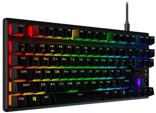 Клавіатура механічна HyperX Alloy Origins Core PBT 87key, AqUK, USB-A, EN/UA, RGB, чорний (639N9AA) [103557]