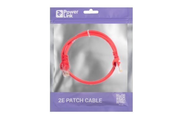 Патч-корд 2E САТ 5e, UTP, 1.50м, 26AWG, RJ45, 7/0.16, Cu, PVC, червоний (2E-PC5ECOP-150RD) [109865]