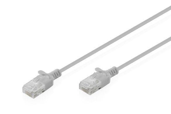 Патч-корд DIGITUS CAT 6 U-UTP Sliim, 1 м, AWG 32/7, Cu, LSZH, сірий (DK-1618-010S) [114623]