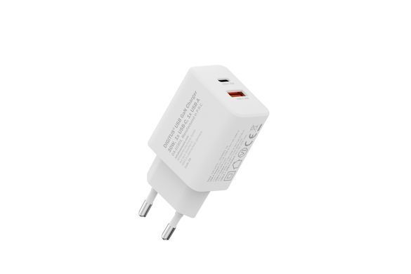 Зарядний пристрій DIGITUS GaN 1хUSB-C, 1хUSB-A, 30W (DA-10301) [113496]