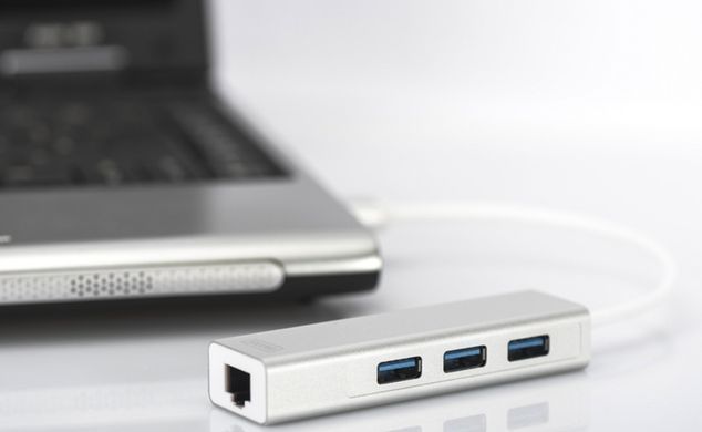 Хаб DIGITUS USB-A > 3xUSB-A/RJ45 (DA-70250-1) [108790]