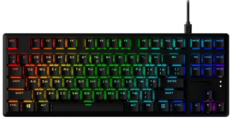Клавіатура механічна HyperX Alloy Origins Core PBT 87key, AqUK, USB-A, EN/UA, RGB, чорний (639N9AA) [103557]