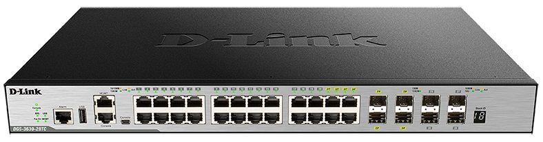 Комутатор D-Link 20xGE, 4xGE/SFP, 4xSFP+, L3 (DGS-3630-28TC) [14867]