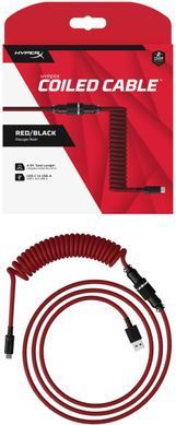 Кабель HyperX USB-A &ndash; USB-C, спіральний, 1.37 м Red/Black (6J677AA) [604029]