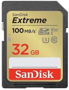 Карта пам'яті SanDisk SD 32GB C10 UHS-I U3 R100/W60MB/s Extreme V30 (SDSDXVT-032G-GNCIN) [108922]