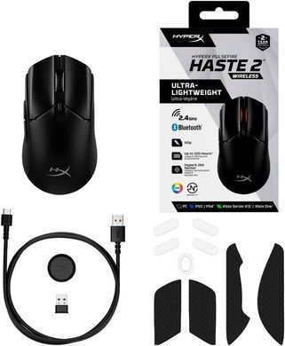 Миша HyperX Pulsefire Haste 2, RGB, USB-A/WL/BT, чорний (6N0B0AA) [104049]