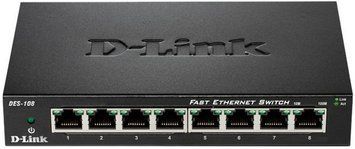 Комутатор D-Link 8xFE, Некерований, Метал (DES-108) [105138]