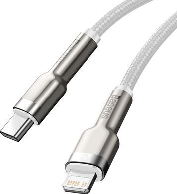 Кабель Baseus Cafule Metal USB-C - Lightning (M/M), 1 м White (6953156202078) [604224]