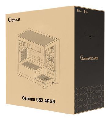 Корпус для комп'ютера MATX W/O PSU GAMMA C52 BK ARGB OCYPUS (GAMMA-C52-BKD300XX-GL) [502872]