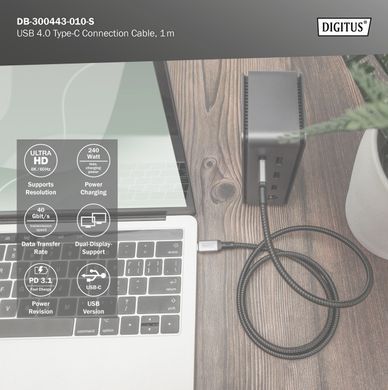 Кабель DIGITUS USB 4.0 (Type-C/Type-C) 1м, чорний (DB-300443-010-S) [113484]