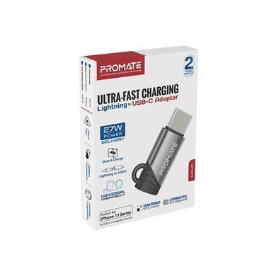 Адаптер Promate Lightning - USB Type C (F/M) Grey (link-ci) [604291]