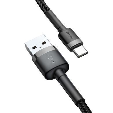 Кабель Baseus Cafule Cable USB For Type-C 3A 0.5m Gray+Black (CATKLF-AG 1) [805491]