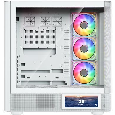 Корпус Modecom VOLCANO AQ400 ARGB MIDI SIDE LCD 6,2&rdquo;, 4x120mm fans WHITE без БЖ ATX (MC-A-AQ400-4FA-W) [405391]