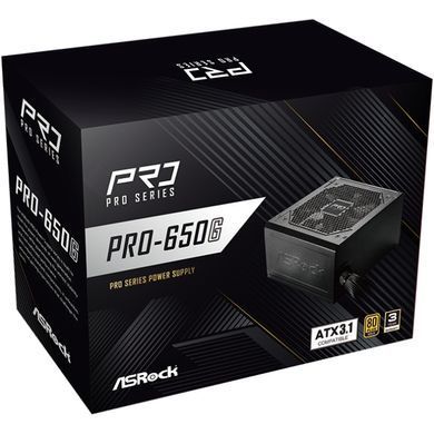 БЖ 650W ASRock PRO 120mm, 80+ Gold, Retail (PRO-650G) [404613]