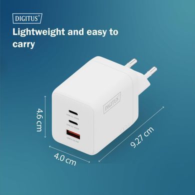 Зарядний пристрій DIGITUS GaN 2хUSB-C, 1хUSB-A, 100W (DA-10304) [113497]