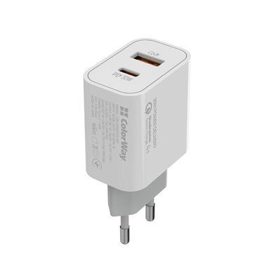 Мережевий зарядний пристрій ColorWay Power Delivery Port PPS (Type-C PD + USB QC3.0) (30W) White (CW-CHS037PD-WT) [611625]