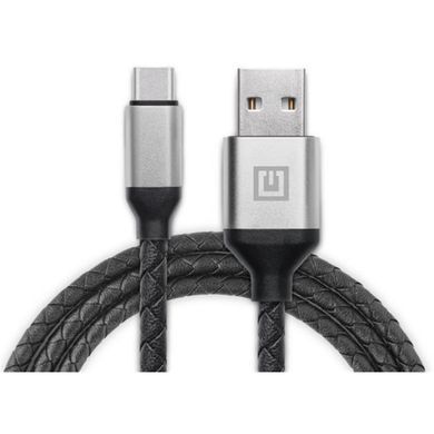 Кабель REAL-EL Premium Leather USB - USB Type-C (M/M), 1 м, Black (EL123500049) [604048]