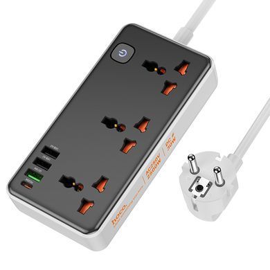 Мережевий подовжувач HOCO AC8A Storm 3-position socket(PD30W/1C3A) Black (6942007600095) [803605]