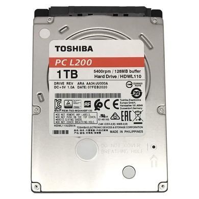 Накопичувач HDD 2.5" SATA 1.0TB Toshiba L200 5400rpm 128MB (HDWL110EZSTA) [607999]