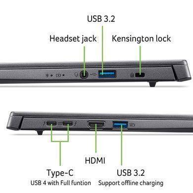 Ноутбук Acer Aspire 14 A14-52MT 14" WUXGA IPS Touch, Intel U7-258V, 32GB, F1TB, UMA, Win11, сірий (NX.JDJEU.003) [108875]