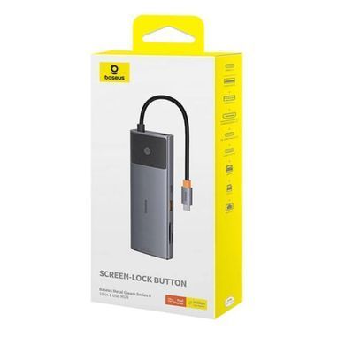 USB-хаб Baseus Metal Gleam Series II 10-in-1 USB HUB Cosmic Black(USB-C to 1*HDMI4K@120Hz+1*HDMI4K@60Hz+1*USB-A(10Gbps)+1*USB-C(10Gbps)+2*USB-A(480Mbp (B00061800123-00) [802745]