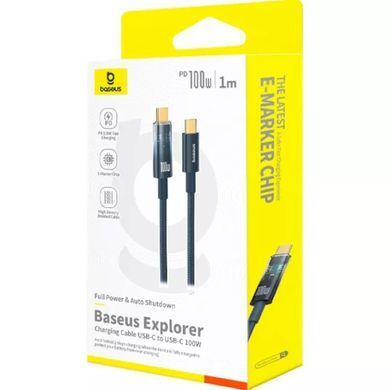 Кабель Baseus Explorer Charging Cable USB-C to USB-C 100W with Auto Shutdown 2m Deepsea Blue (P10319704321-01) [802450]