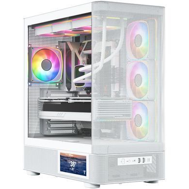 Корпус Modecom VOLCANO AQ400 ARGB MIDI SIDE LCD 6,2&rdquo;, 4x120mm fans WHITE без БЖ ATX (MC-A-AQ400-4FA-W) [405391]